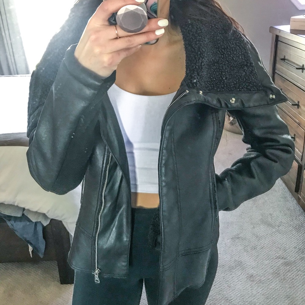 Sam Edelman Faux Leather Sherpa Moro Jacket